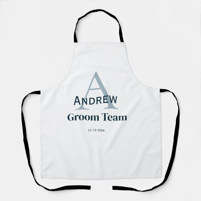 personalized simple monogram groom team groomsmen  apron (Front)