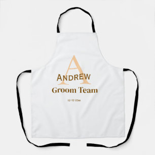 personalized simple monogram groom team groomsmen  apron