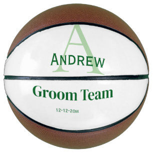 personalized simple monogram groom team groomsmen basketball