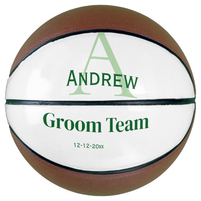 personalized simple monogram groom team groomsmen  basketball (Front)