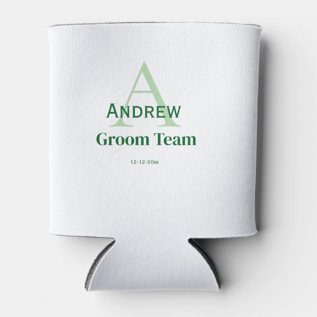personalized simple monogram groom team groomsmen  can cooler (Front)