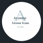personalized simple monogram groom team groomsmen  classic round sticker<br><div class="desc">design</div>