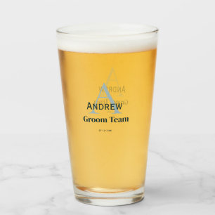 personalized simple monogram groom team groomsmen  glass
