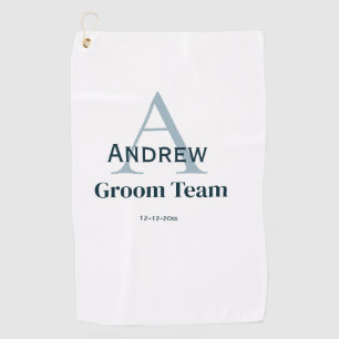 personalized simple monogram groom team groomsmen  golf towel