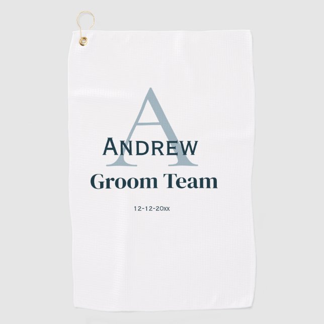 personalized simple monogram groom team groomsmen  golf towel (Front)