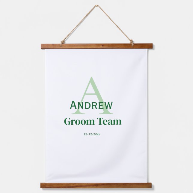 personalized simple monogram groom team groomsmen  hanging tapestry (Front)