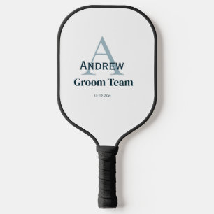 personalized simple monogram groom team groomsmen  pickleball paddle