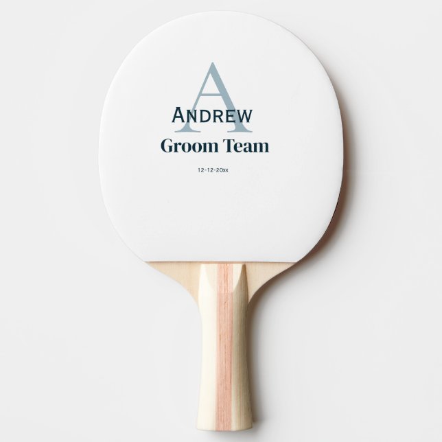 personalized simple monogram groom team groomsmen  ping pong paddle (Front)