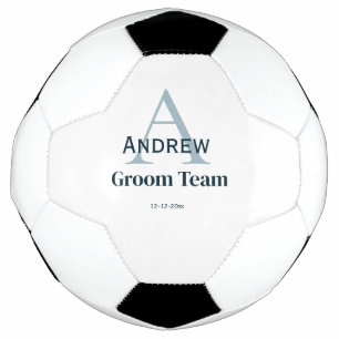 personalized simple monogram groom team groomsmen  soccer ball