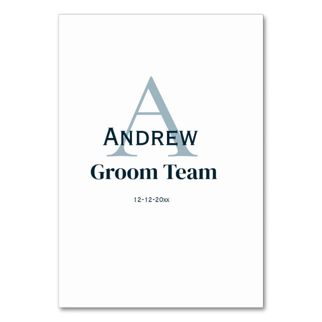 personalized simple monogram groom team groomsmen  table number (Front)