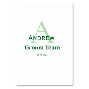 personalized simple monogram groom team groomsmen table number