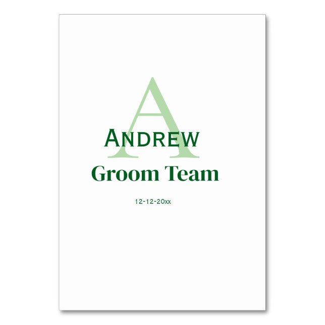 personalized simple monogram groom team groomsmen  table number (Front)