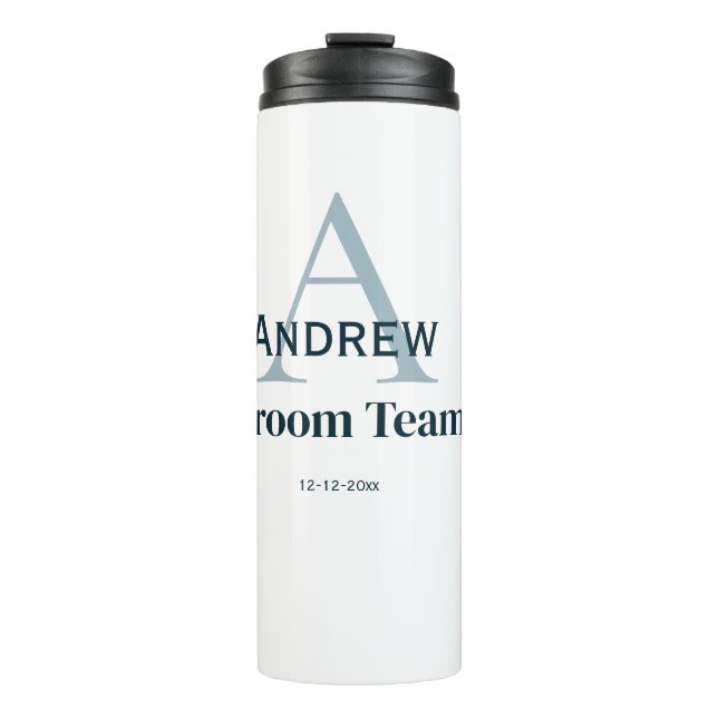 personalized simple monogram groom team groomsmen  thermal tumbler (Front)