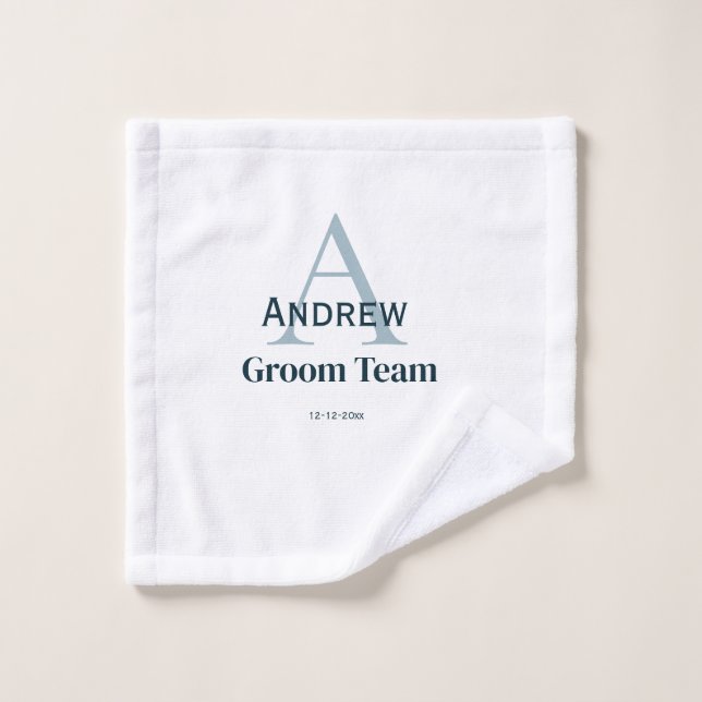 personalized simple monogram groom team groomsmen  wash cloth (Wash Cloth)