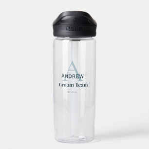 personalized simple monogram groom team groomsmen water bottle
