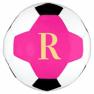 Personalized Simple Monogram Hot Pink Soccer Ball