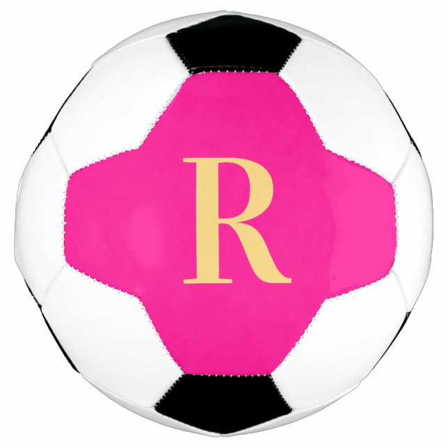 Personalized Simple Monogram Hot Pink Soccer Ball (Front)