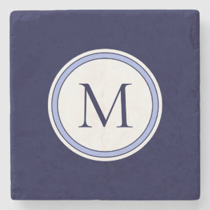 Personalized Simple Monogram Initial   Blue Stone Coaster