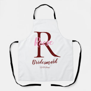personalized simple monogram name bridesmaid date  apron