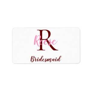 personalized simple monogram name bridesmaid date label