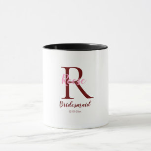 personalized simple monogram name bridesmaid date  mug