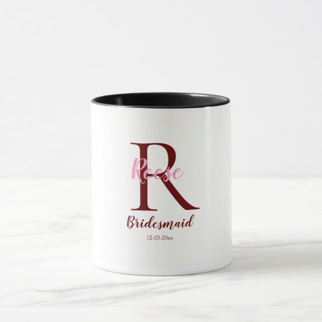 personalized simple monogram name bridesmaid date  mug (Center)
