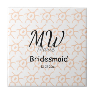personalized simple monogram name bridesmaid spark tile