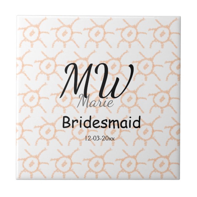 personalized simple monogram name bridesmaid spark tile (Front)