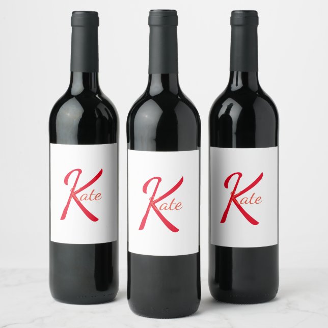 personalized simple monogram name bridesmaid   wine label (Bottles)