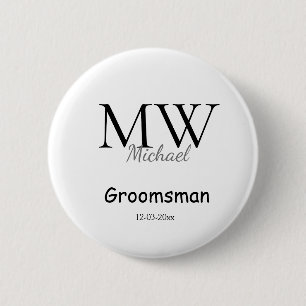 personalized simple monogram name groomsman minima 2 inch round button