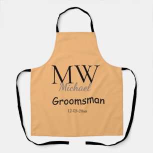 personalized simple monogram name groomsman minima apron