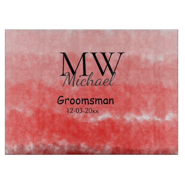 personalized simple monogram name groomsman minima cutting board (Front)