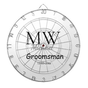 personalized simple monogram name groomsman minima dartboard