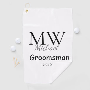 personalized simple monogram name groomsman minima golf towel
