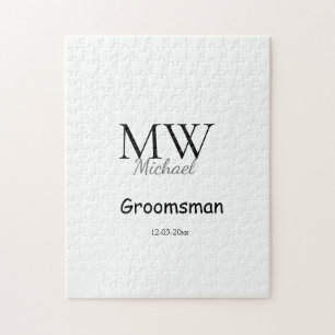 personalized simple monogram name groomsman minima jigsaw puzzle