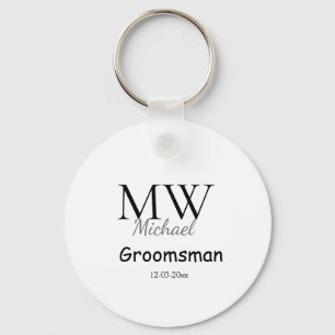 personalized simple monogram name groomsman minima keychain