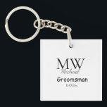 personalized simple monogram name groomsman minima keychain<br><div class="desc">design</div>