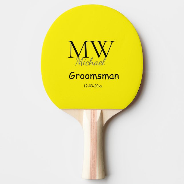 personalized simple monogram name groomsman minima ping pong paddle (Front)