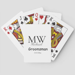 personalized simple monogram name groomsman minima playing cards