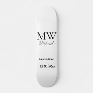 personalized simple monogram name groomsman minima skateboard