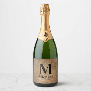 Personalized Simple Monogrammed Sparkling Wine Label