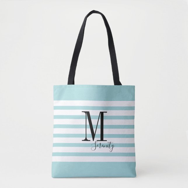 Personalized simple name and monogram beach tote bag (Front)