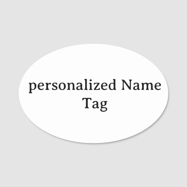 personalized simple  Name Tag 3" X 2" Oval (Front)