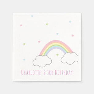 Personalized Simple Pastel Rainbow Cake Birthday Napkin