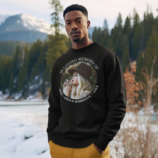 Personalized Simple Photo Name & Dates Memorial  Sweatshirt (Creator Uploaded)
