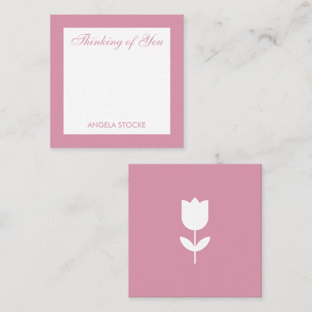 Personalized Simple Pink Flower Enclosure Card (Front/Back)