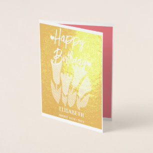 Personalized Simple Purple Floral  Female Birthday Foil Card