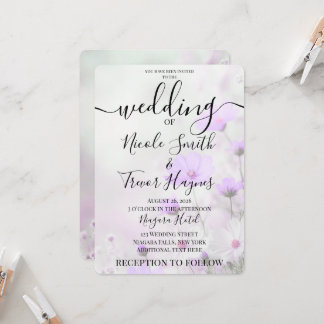 Personalized Simple Purple Flowers Wedding Invitation