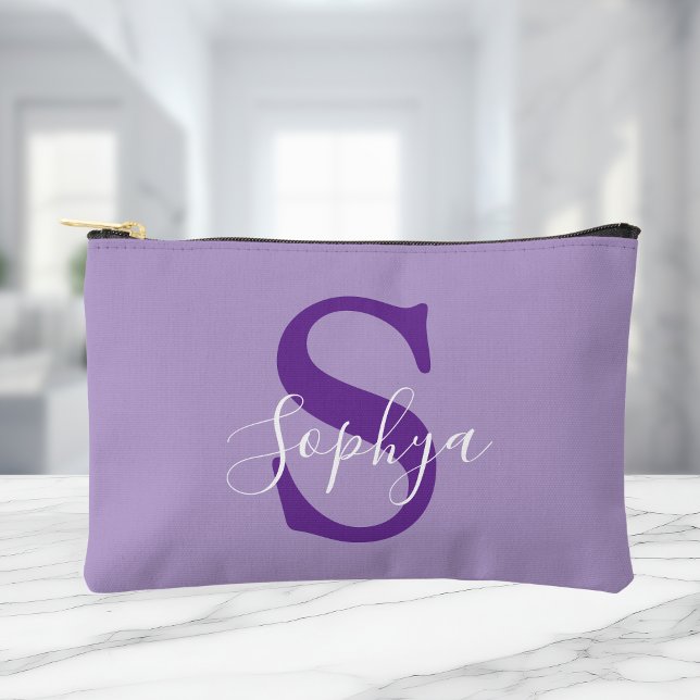 Personalized Simple Purple Monogram Accessory Pouch (Creator Uploaded)