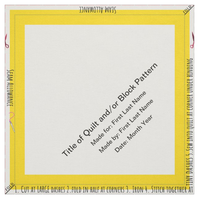 Personalized Simple Quilt Label Corner Fabric (Swatch)